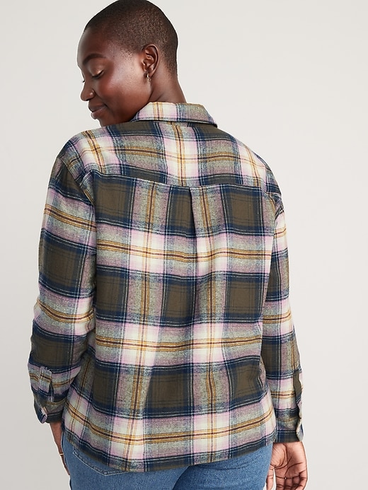 Image number 6 showing, Cropped Plaid Flannel Boyfriend Shirt