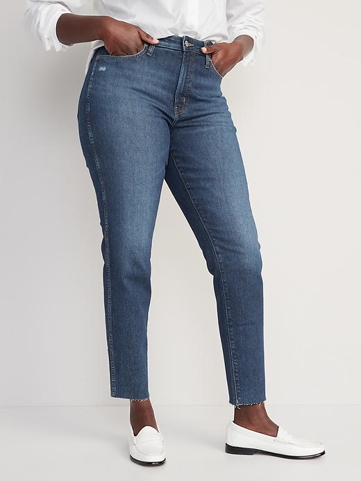 Image number 4 showing, High-Waisted OG Straight Cotton-Hemp Blend Cut-Off Jeans