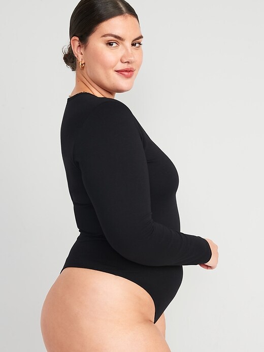 Image number 8 showing, Long-Sleeve Jersey Thong Bodysuit