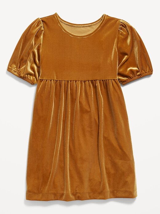 View large product image 2 of 3. Cozy Velour Puff-Sleeve Swing Dress for Girls