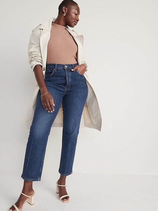 Image number 3 showing, Extra High-Waisted Button-Fly Sky-Hi Straight Jeans for Women