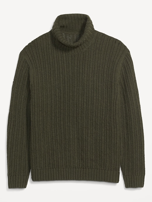 View large product image 1 of 1. Loose Textured-Knit Turtleneck Sweater