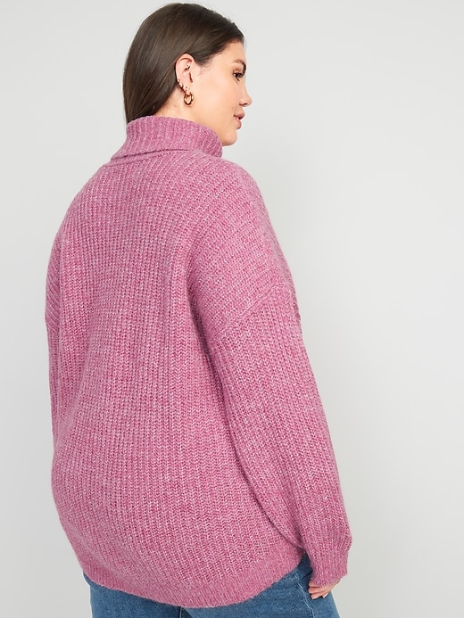 Image number 8 showing, Shaker-Stitch Tunic-Length Turtleneck Sweater
