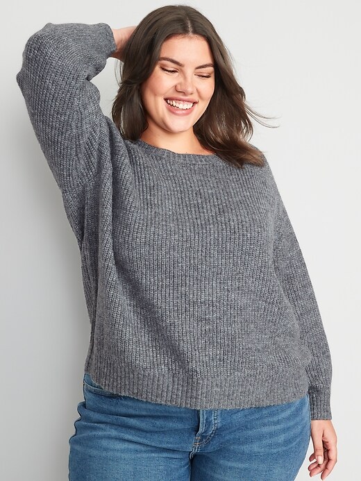Image number 7 showing, Heathered Cozy Shaker-Stitch Pullover Sweater for Women