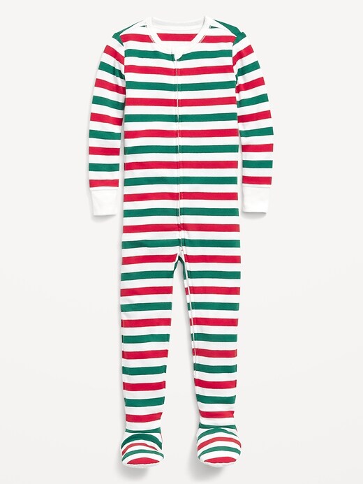 View large product image 2 of 3. Unisex Matching Print Footed One-Piece Pajamas for Toddler & Baby