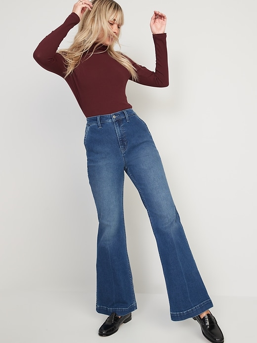 Image number 3 showing, Extra High-Waisted 360° Stretch Trouser Flare Jeans