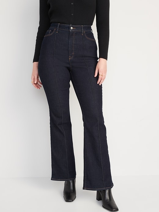 Higher High-Waisted Pintuck Flare Jeans | Old Navy