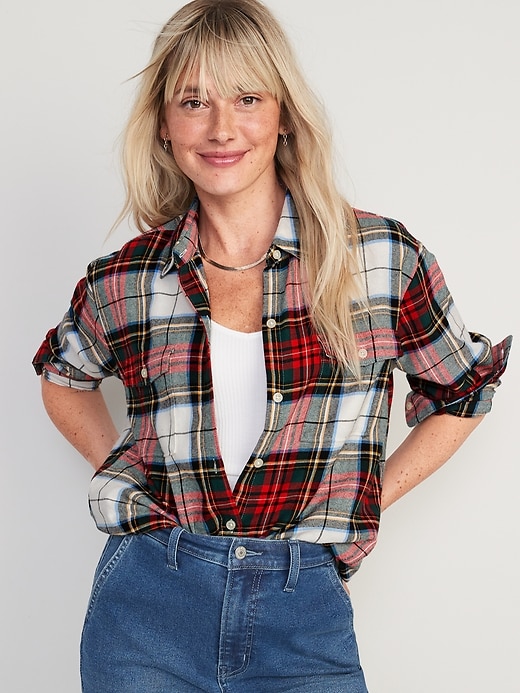 Image number 1 showing, Flannel Boyfriend Tunic Shirt