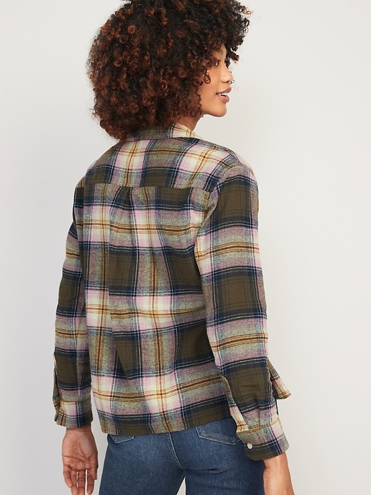 Image number 2 showing, Cropped Plaid Flannel Boyfriend Shirt
