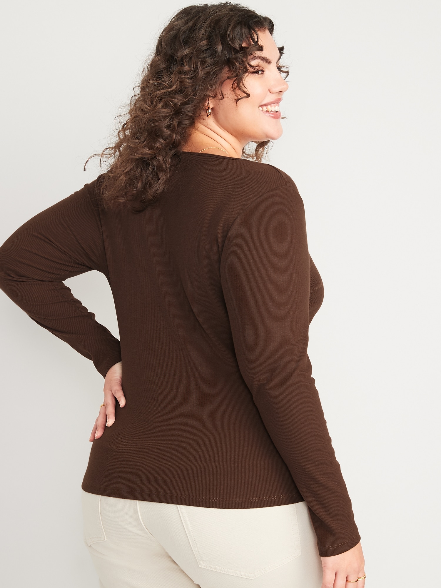 Fitted Long-Sleeve Rib-Knit Top for Women | Old Navy