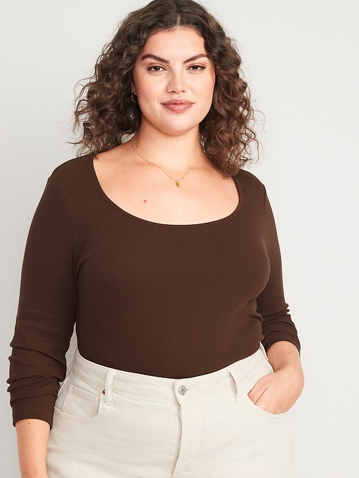 Image number 7 showing, Fitted Long-Sleeve Rib-Knit Top
