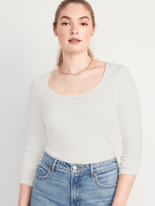Image number 5 showing, Fitted Long-Sleeve Rib-Knit Top