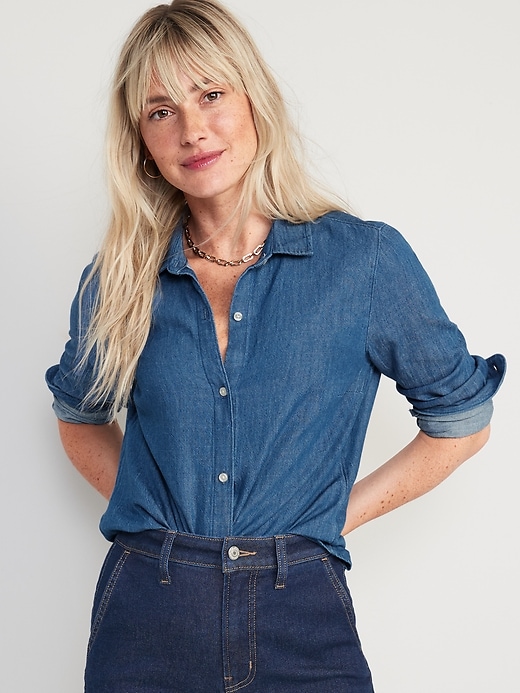 Image number 1 showing, Chambray Classic Button-Front Shirt