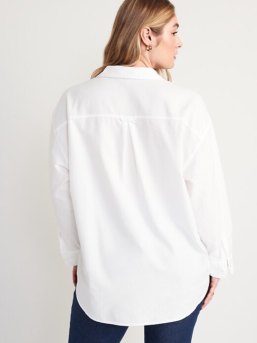 Image number 6 showing, Oversized Button-Down Boyfriend Shirt for Women