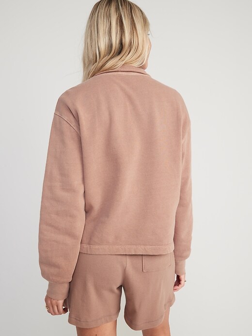 Image number 2 showing, Mock-Neck Quarter-Zip Fleece Sweatshirt for Women