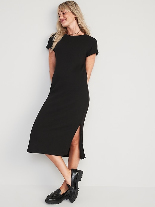 Image number 1 showing, Rib-Knit Midi Shift Dress for Women