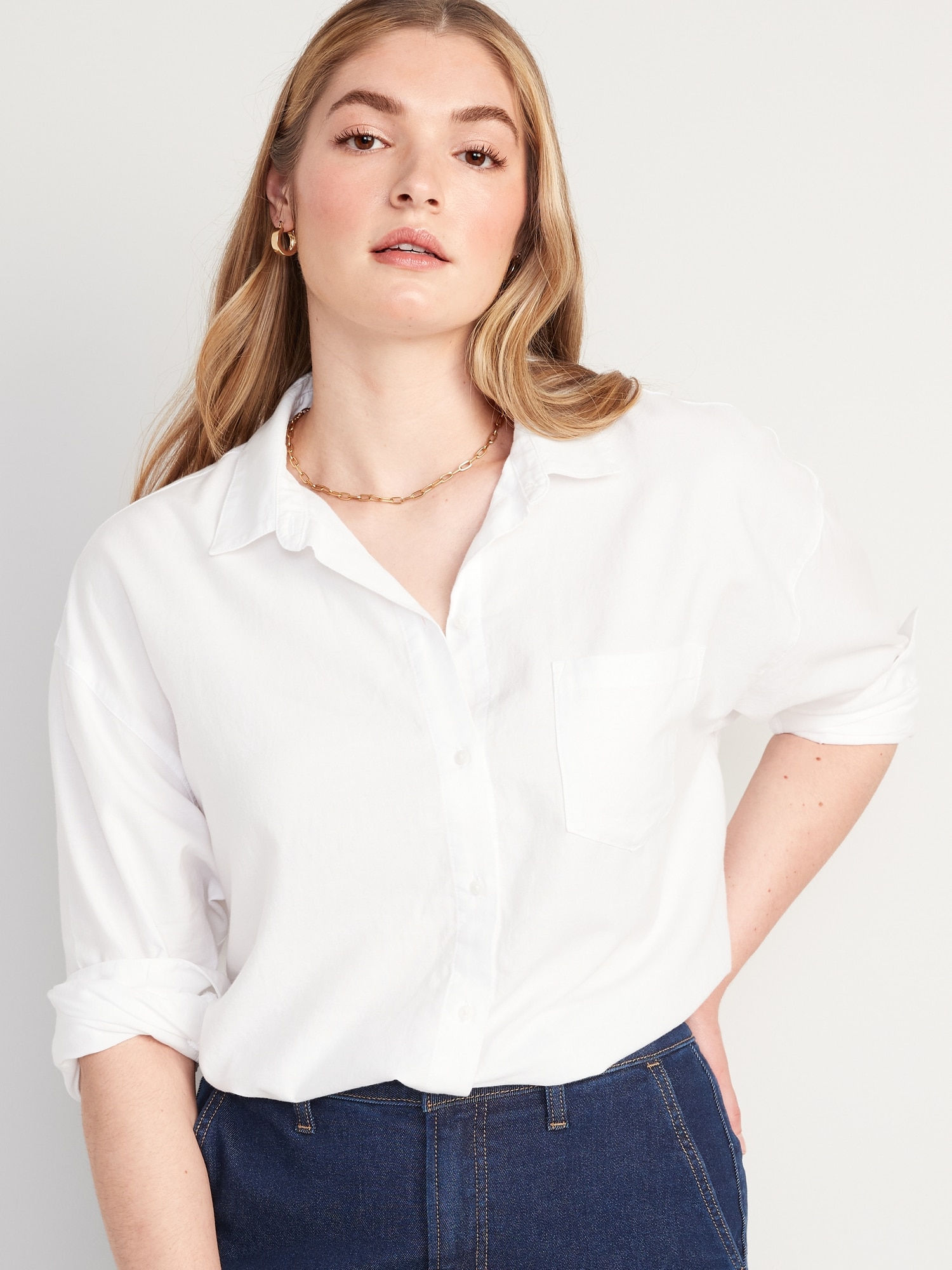 Oversized Button-Down Boyfriend Shirt for Women | Old Navy