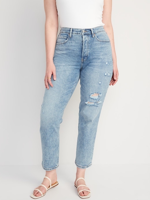 Image number 5 showing, Curvy Extra High-Waisted Button-Fly Straight Jeans