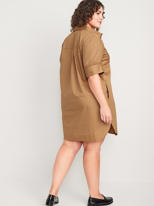 Image number 8 showing, Puff-Sleeve Cotton-Poplin Shirt Dress for Women