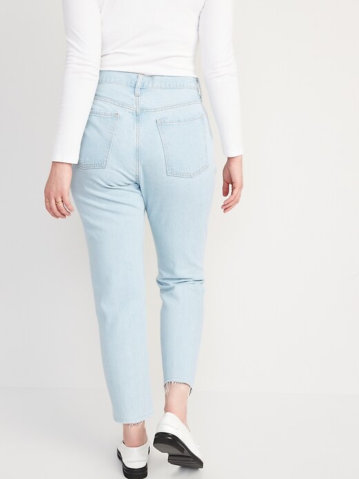 Image number 6 showing, High-Waisted Button-Fly Slouchy Straight Ripped Cropped Non-Stretch Jeans