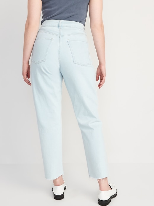 Image number 6 showing, Curvy Extra High-Waisted Button-Fly Straight Ripped Cut-Off Jeans