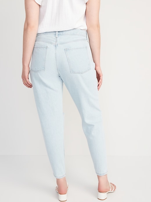 Image number 6 showing, Mid-Rise Button-Fly Slouchy Taper Cropped Ripped Non-Stretch Jeans