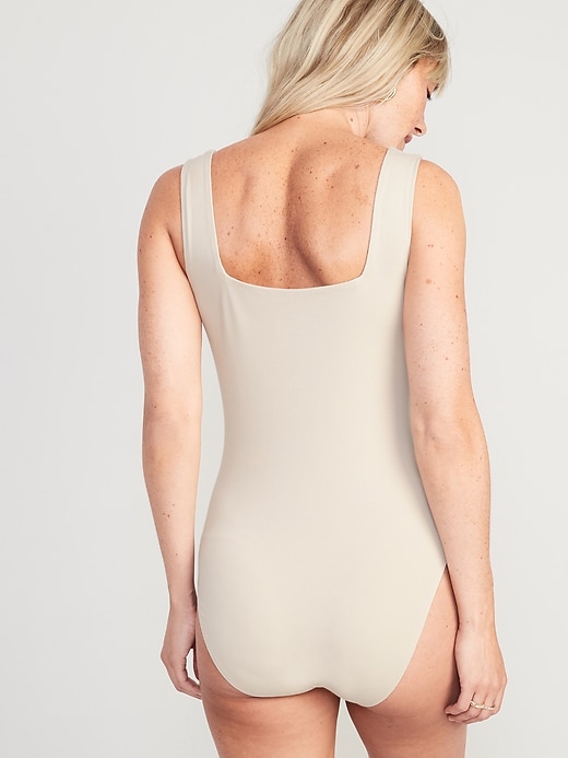 Image number 2 showing, Fitted Sleeveless Square-Neck Bodysuit for Women