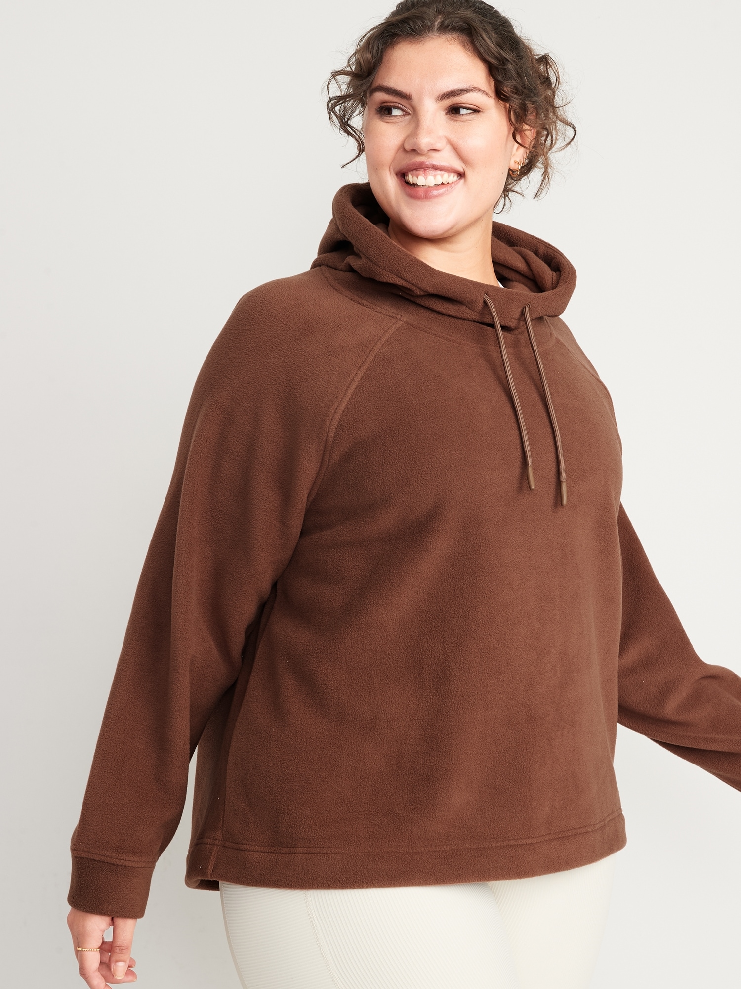 Microfleece Funnel-Neck Pullover Hoodie 