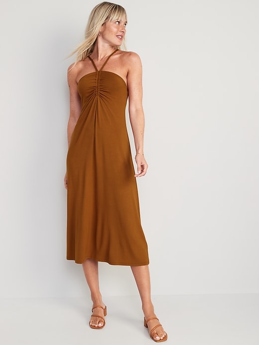 Image number 1 showing, Fit & Flare Sleeveless Jersey-Knit Midi Dress for Women