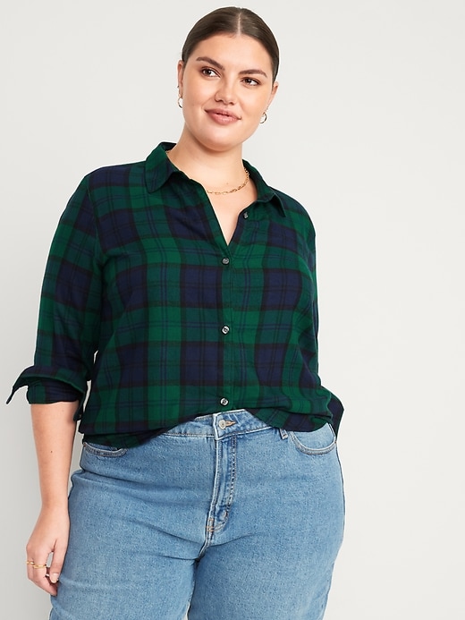 Image number 7 showing, Long-Sleeve Plaid Flannel Shirt for Women