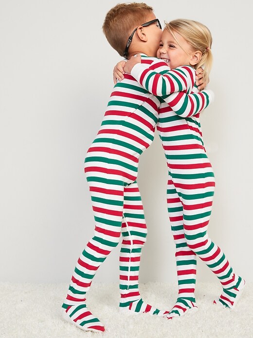 View large product image 1 of 3. Unisex Matching Print Footed One-Piece Pajamas for Toddler & Baby