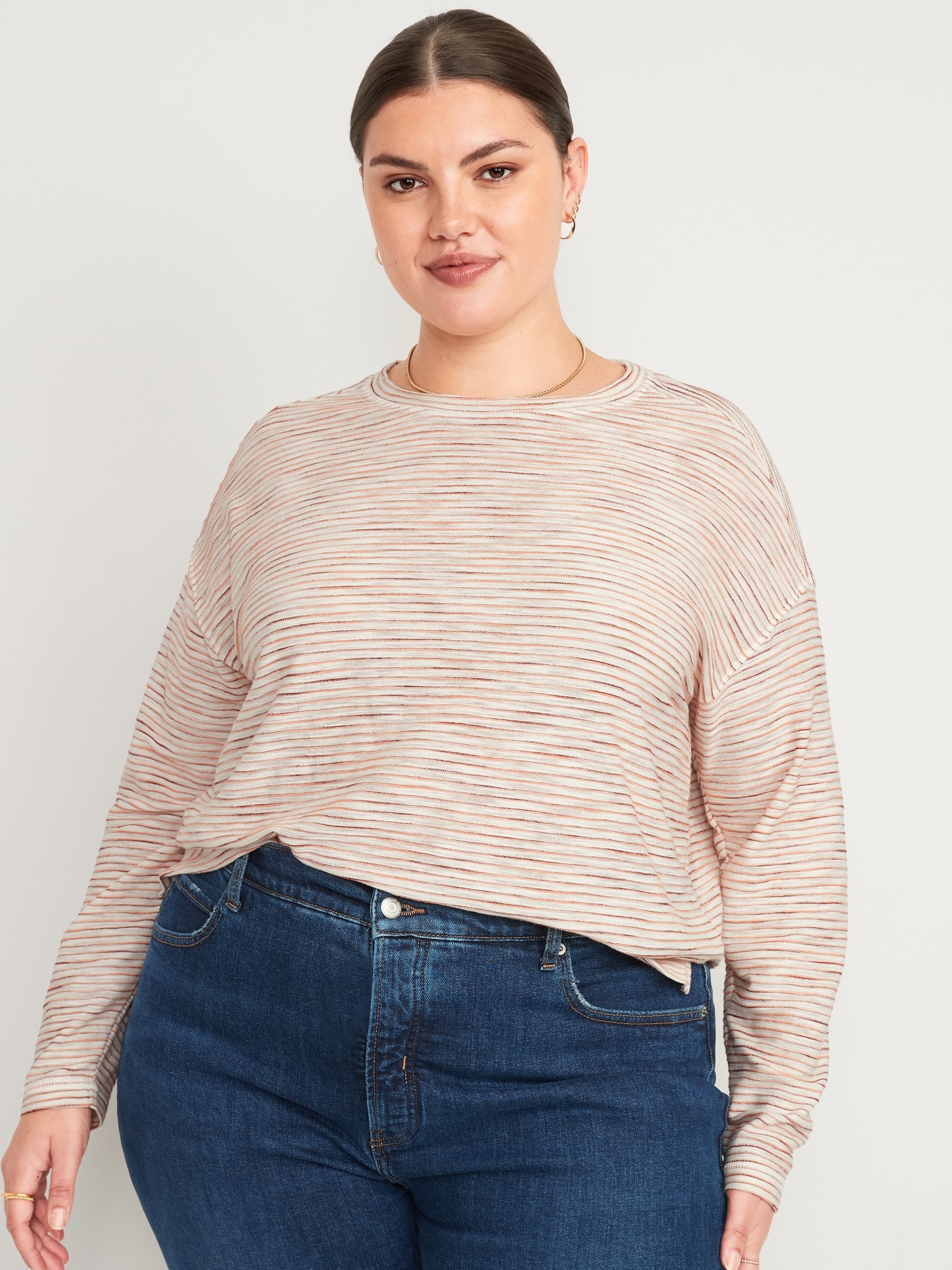 Long-Sleeve Vintage Striped Easy T-Shirt for Women | Old Navy