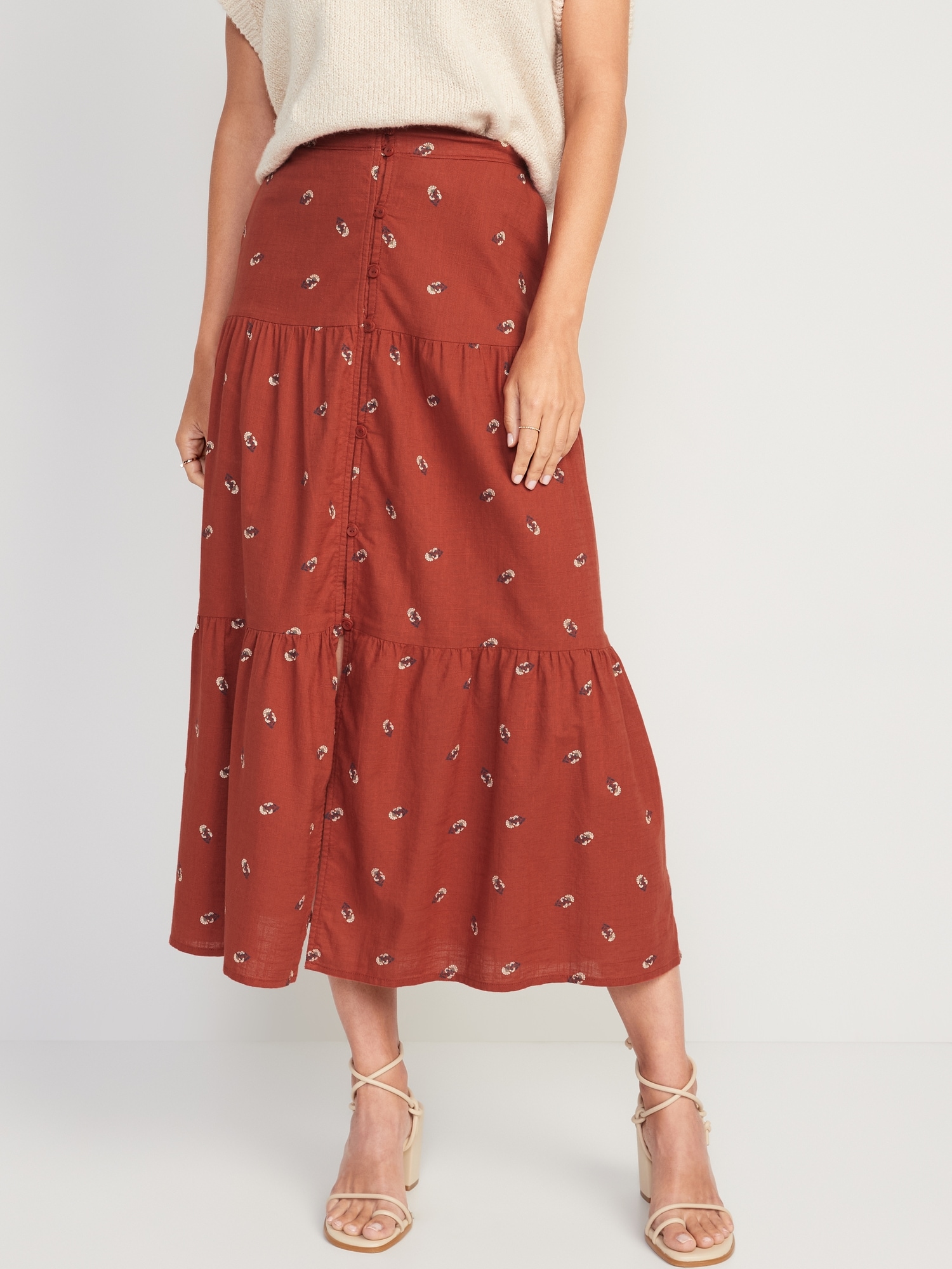 Floral-Print Tiered Button-Front Maxi Skirt for Women | Old Navy