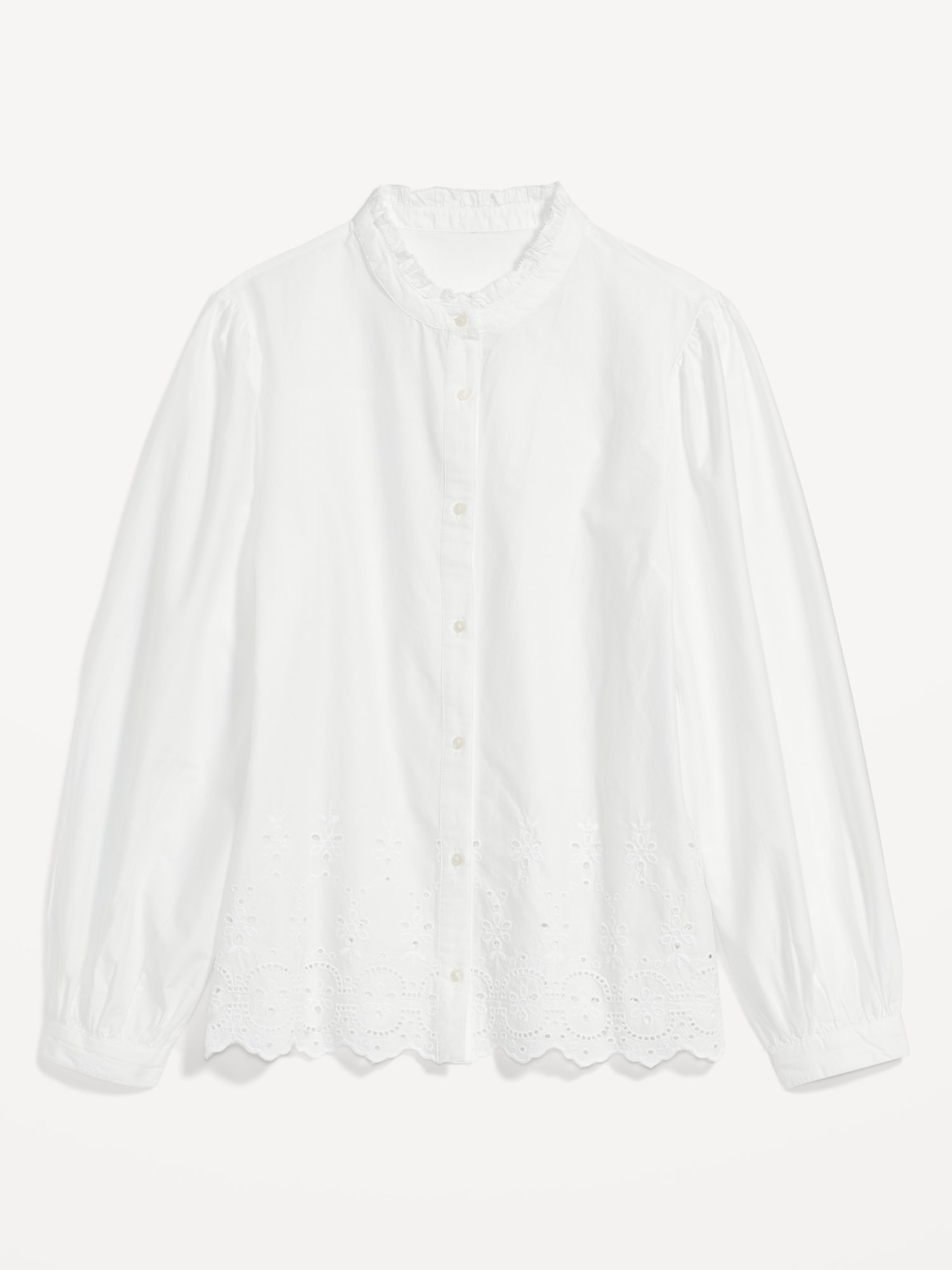 Collarless Embroidered Scalloped Shirt for Women | Old Navy