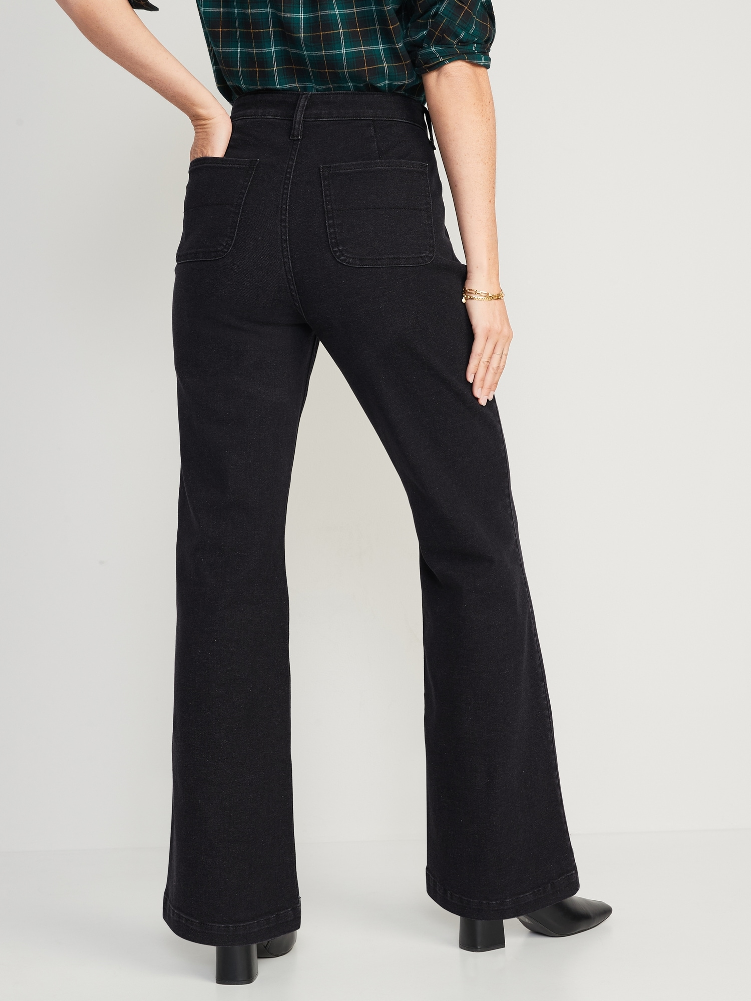 Extra High-Waisted 360° Stretch Black Trouser Flare Jeans for Women