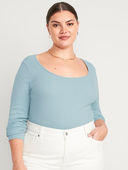 Image number 5 showing, Fitted Long-Sleeve Rib-Knit Top