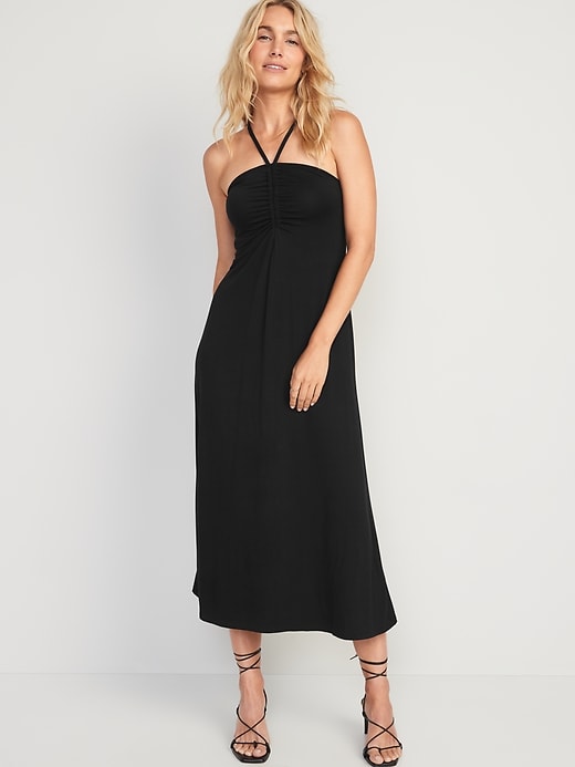 Fit & Flare Sleeveless Jersey-Knit Midi Dress | Old Navy