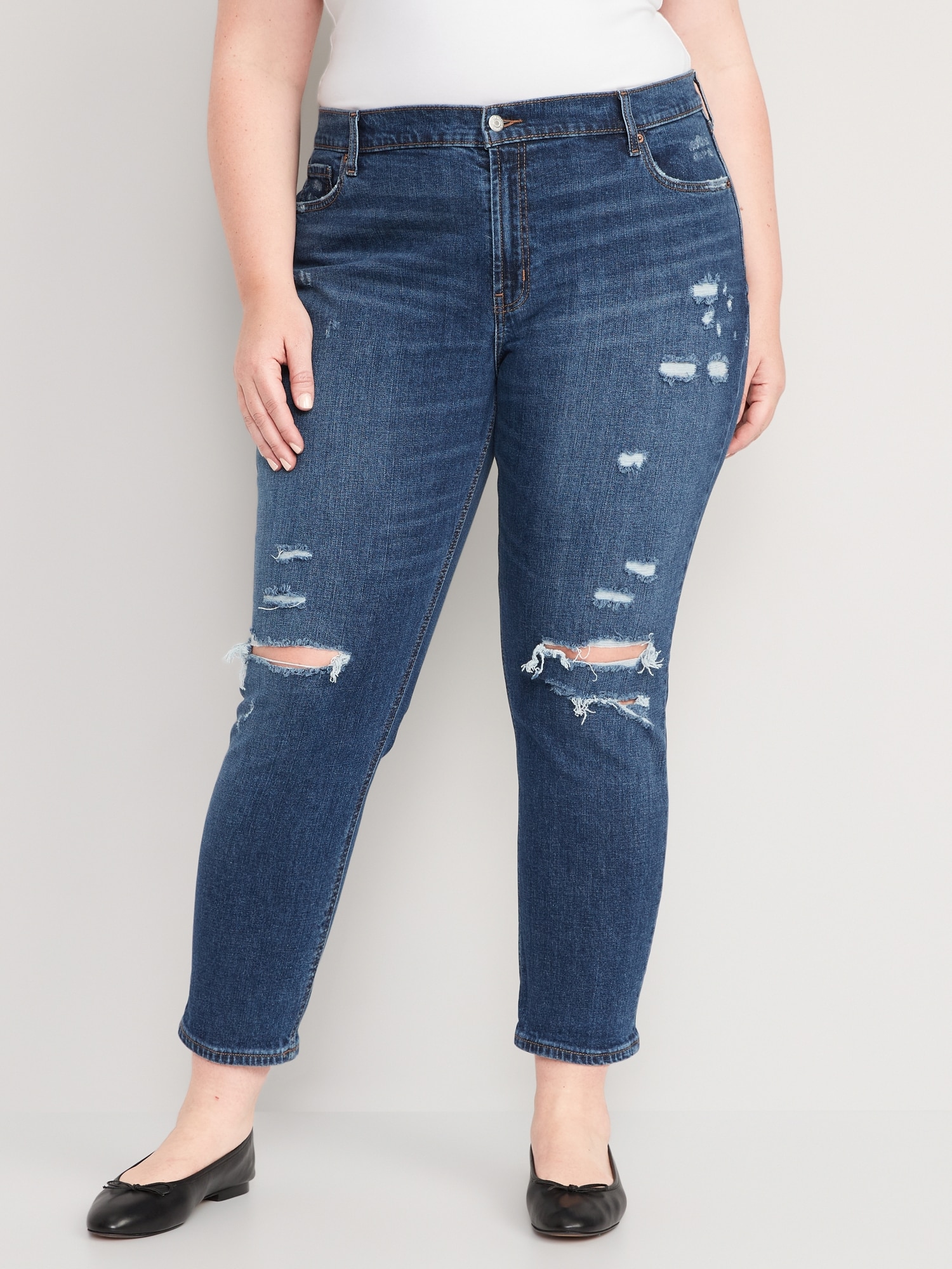 Mid-Rise Boyfriend Straight Ripped Jeans | Old Navy