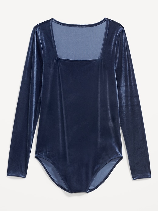 Image number 4 showing, Square-Neck Velvet Bodysuit for Women