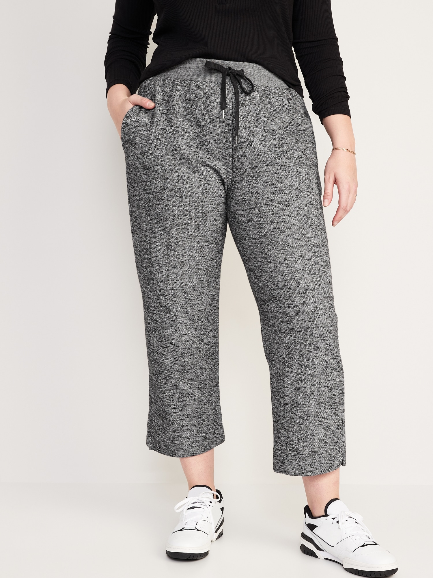 Old Navy High Rise Cropped Straight Sweatpants Charcoal Gray