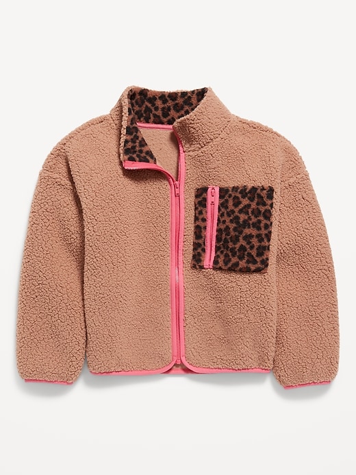 View large product image 1 of 2. Cozy Sherpa Color-Block Zip-Front Jacket for Girls