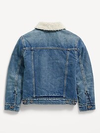 View large product image 3 of 3. Gender-Neutral Sherpa-Lined Jean Trucker Jacket for Kids