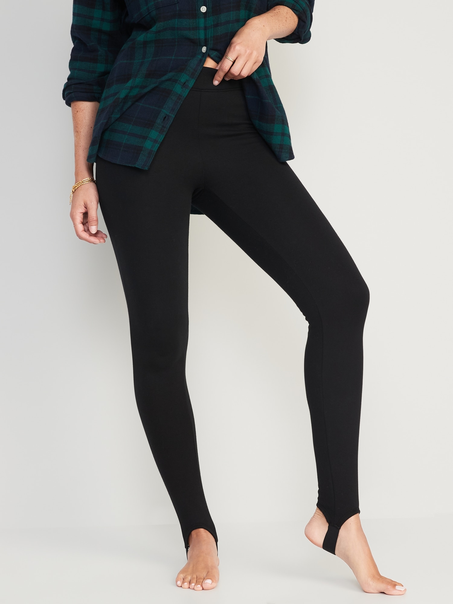 High Waisted Fleece Lined Stirrup Leggings for Women Old Navy