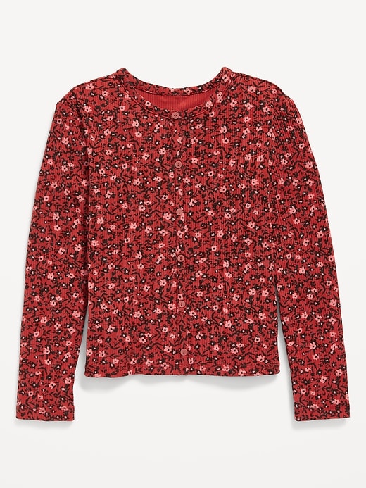 View large product image 1 of 1. Printed Rib-Knit Cardigan Top for Girls