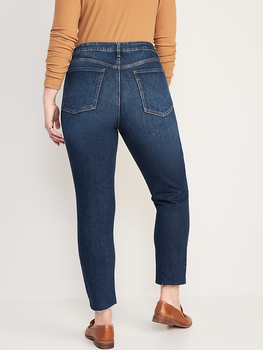 Image number 6 showing, High-Waisted Button-Fly O.G. Straight Ripped Cut-Off Jeans for Women