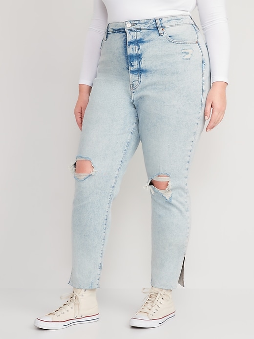 Image number 7 showing, Higher High-Waisted Button-Fly OG Straight Ripped Side-Slit Jeans for Women