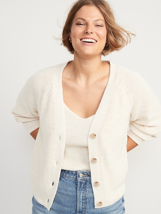 Image number 5 showing, Shaker-Stitch Cardigan Sweater for Women
