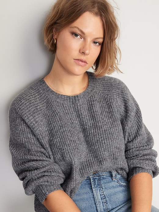 Image number 3 showing, Heathered Cozy Shaker-Stitch Pullover Sweater for Women