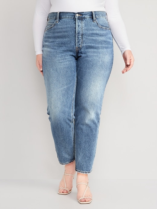 Image number 7 showing, Extra High-Waisted Button-Fly Sky-Hi Straight Non-Stretch Cropped Jeans