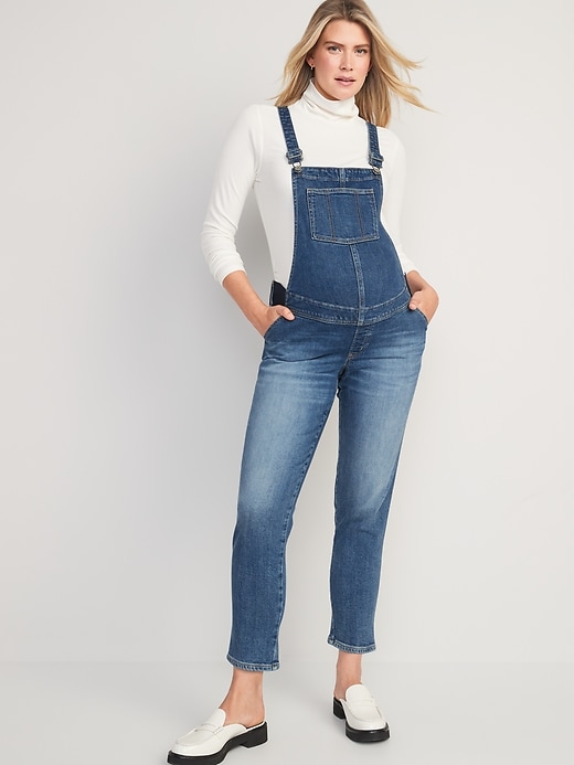 Image number 1 showing, Maternity Side Panel O.G. Straight Jean Overalls